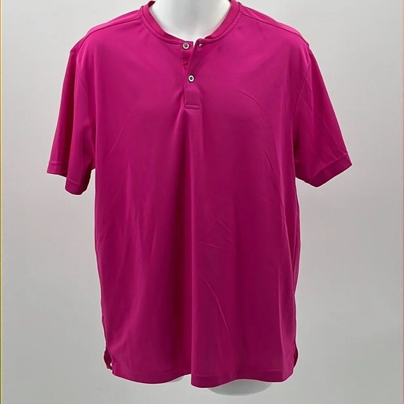 PGA Tour Short Sleeve Henley Shirt in Fuchsia - Size Large - Picture 1 of 6